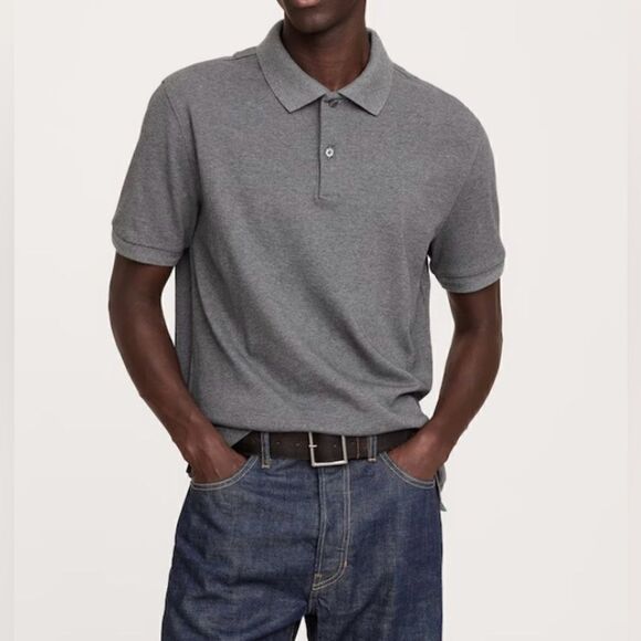Banana Republic Men’s Grey Luxury Touch Short Sleeve Polo Shirt - Picture 1 of 7